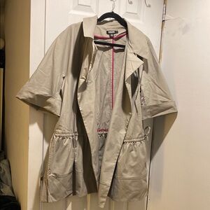 DKNY Tan Jacket with Bright Pink Accents